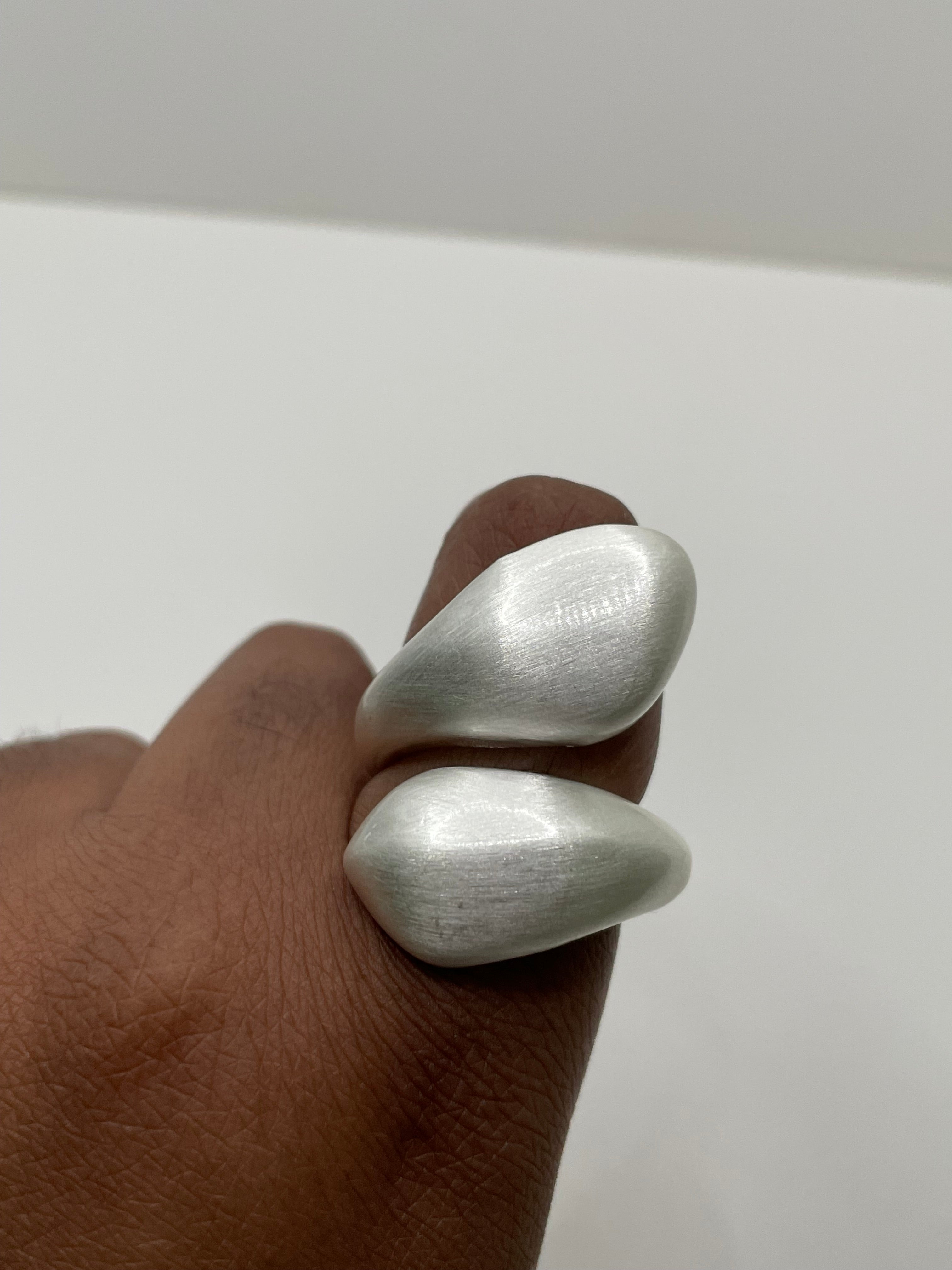Kaya Brushed Silver Wrap Around Teardrop Ring
