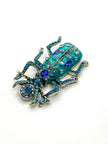 Michelle Blue Embellished Beetle Brooch