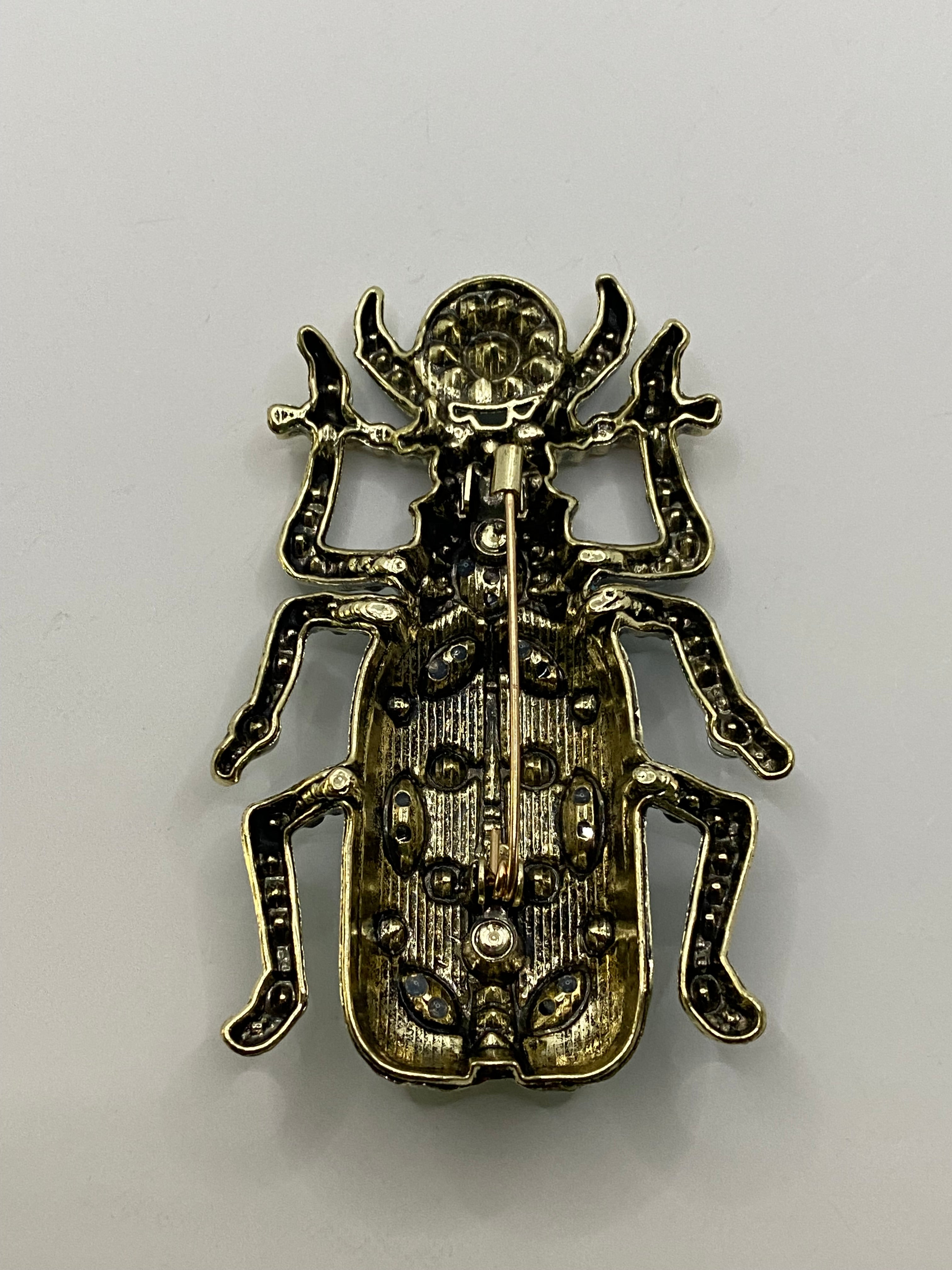 Michelle Blue Embellished Beetle Brooch