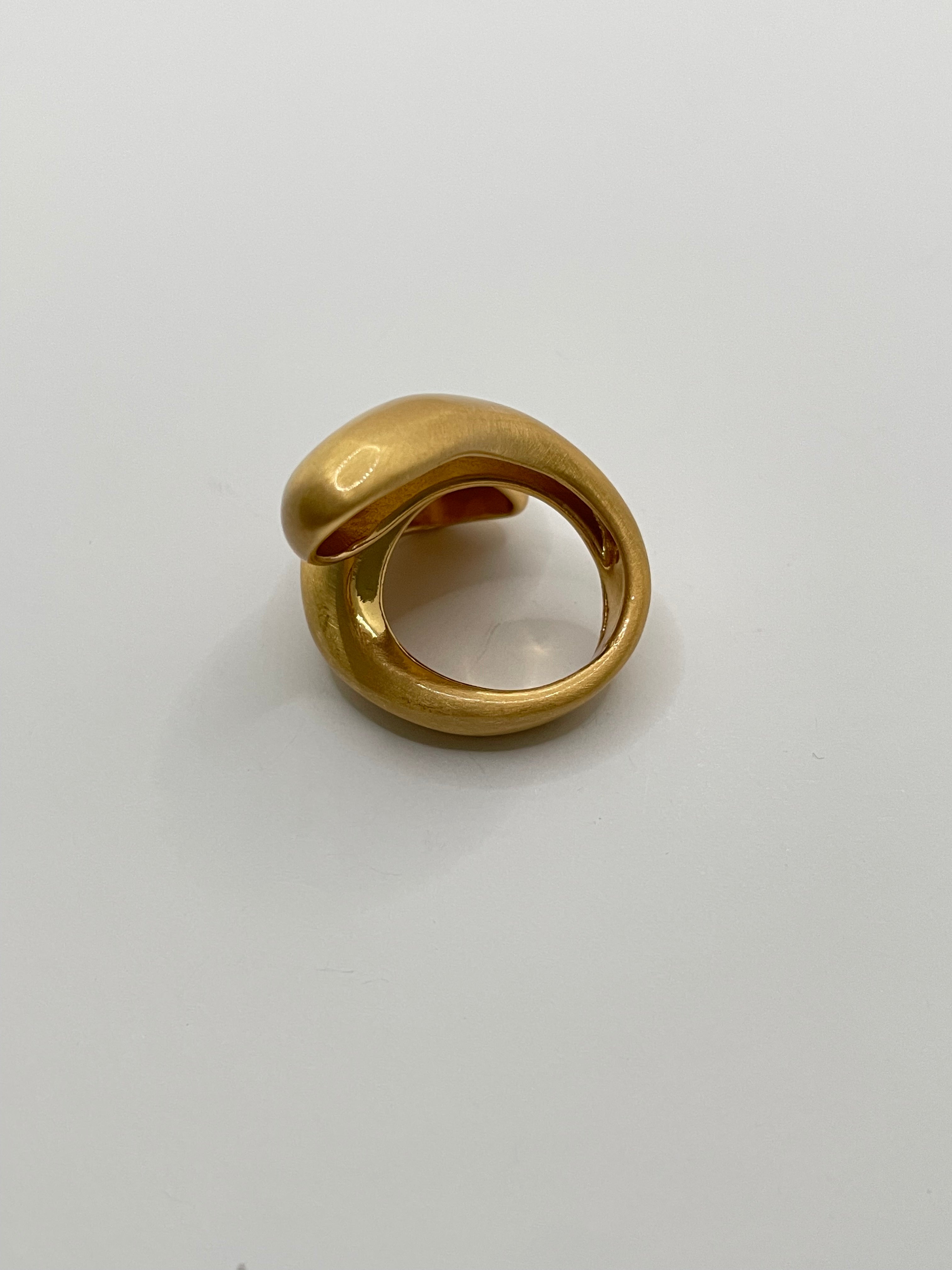 Kaya Brushed Gold Wrap Around Teardrop Ring