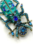 Michelle Blue Embellished Beetle Brooch
