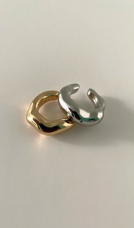 Melo Mixed Metal Irregular Ear Cuffs