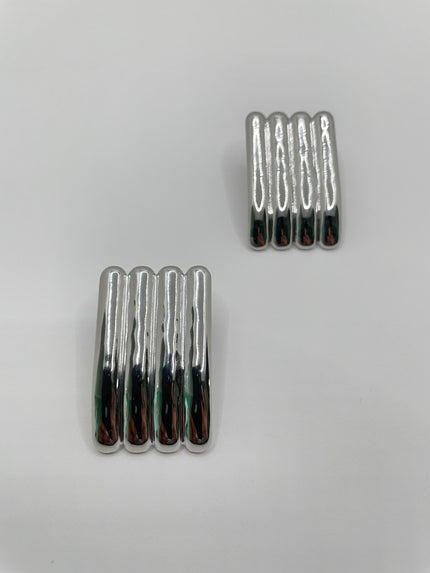 Hannah Vintage Silver Ridged Stud Earrings