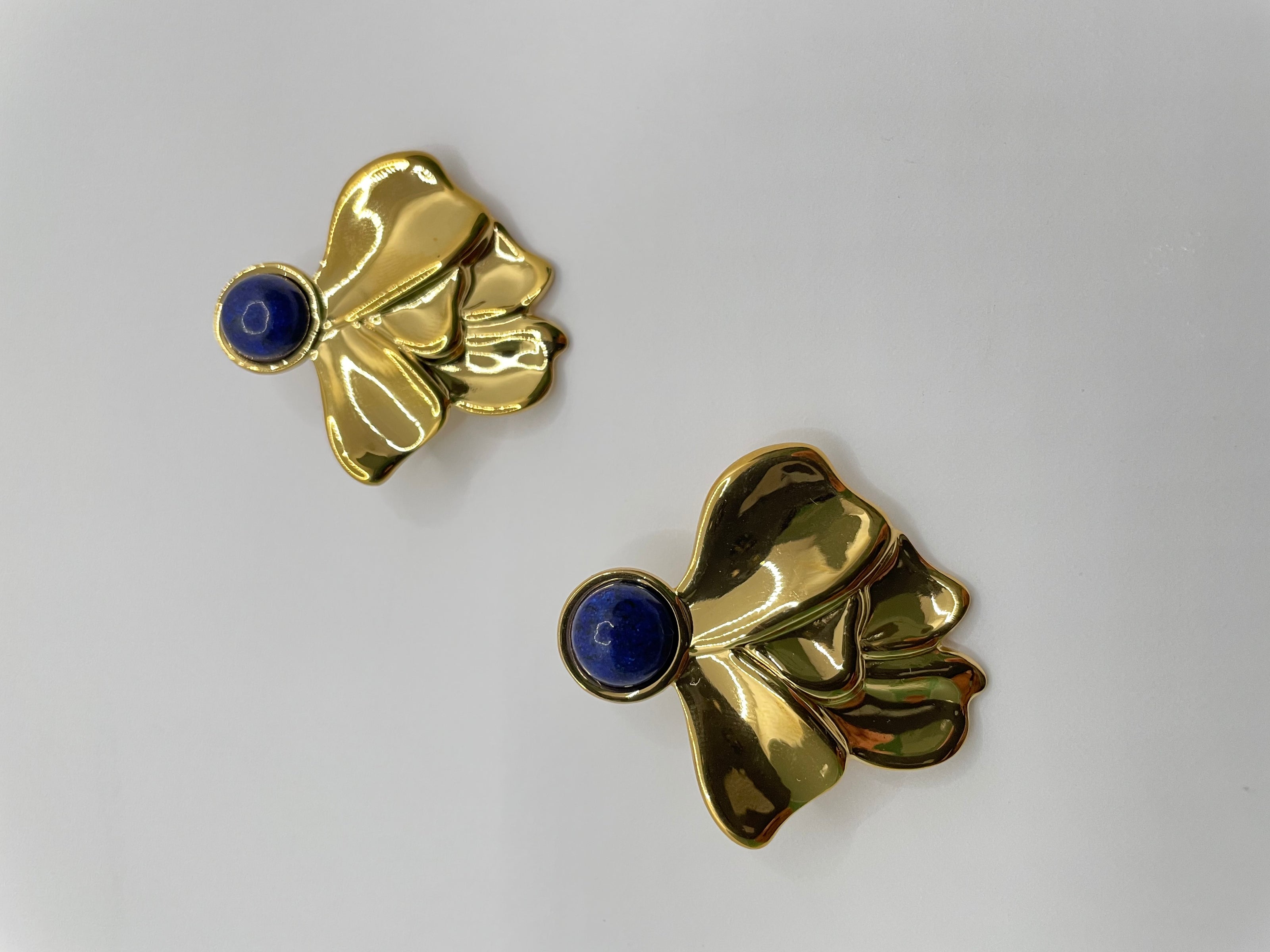 Thembi Statement Gold & Navy Gem Earrings