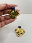 Thembi Statement Gold & Navy Gem Earrings