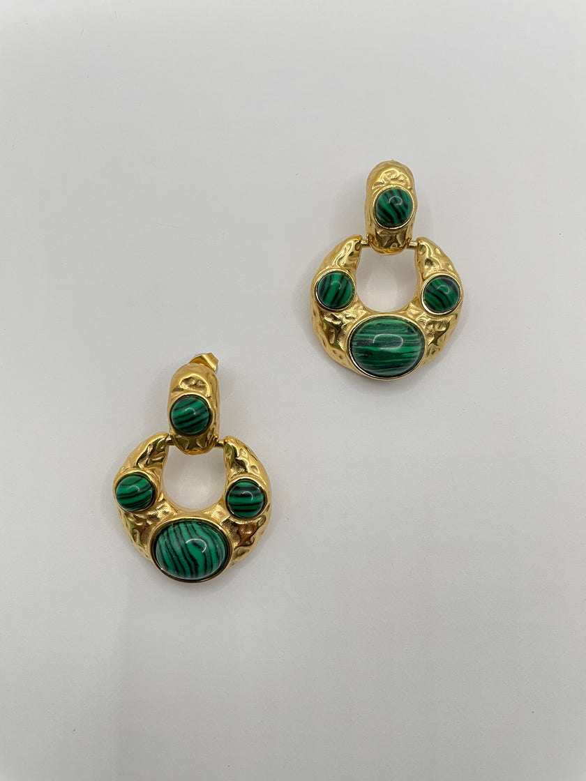 Azola Statement Gold & Green Gem Earrings