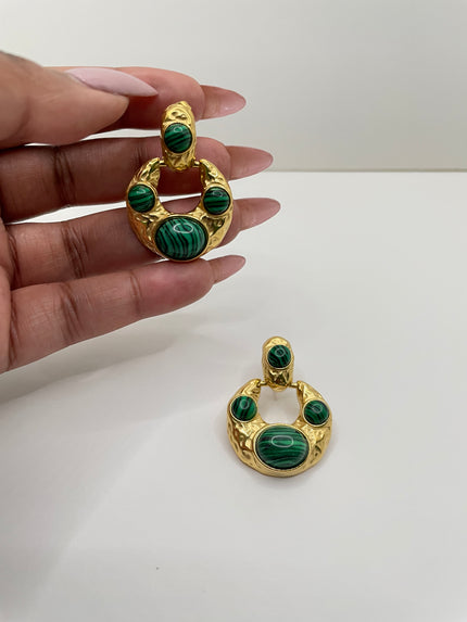 Azola Statement Gold & Green Gem Earrings