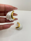 Qawe Vintage Gold & Cream Moon Earrings