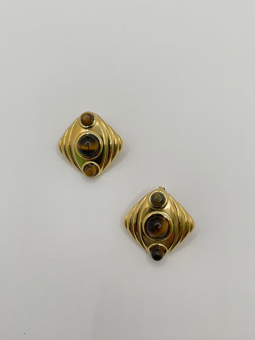 Mandisa Vintage Gold & Brown Tiger Earrings