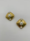 Mandisa Vintage Gold & Cream Tiger Eye Earrings