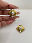 Mandisa Vintage Gold & Cream Tiger Eye Earrings