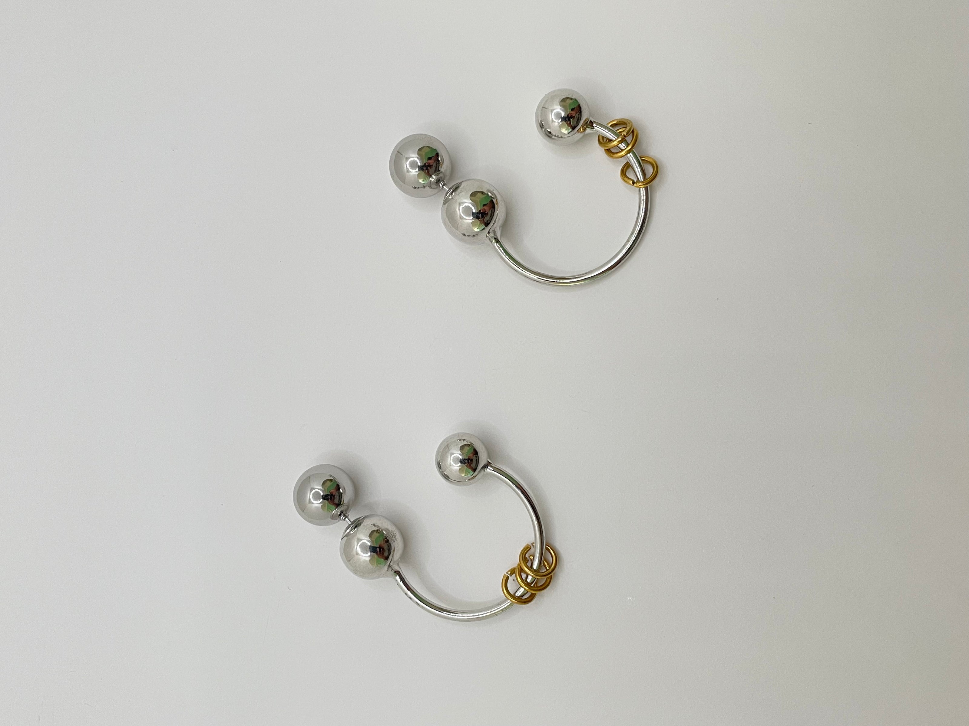 Nondyebo Mixed Metal Ball Hoop Earring