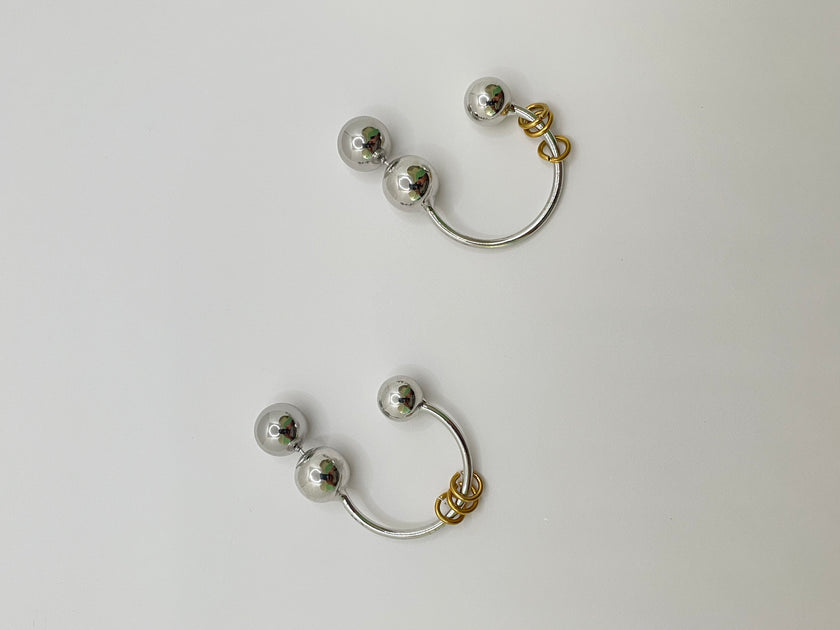 Nondyebo Mixed Metal Ball Hoop Earring
