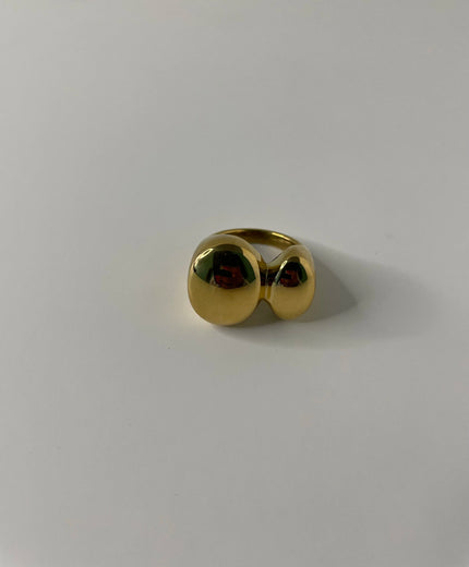 Thabi Gold Double  Asymmetrical Bold Statement Ring