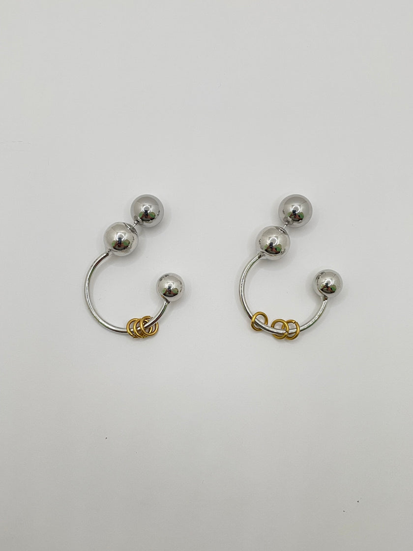 Nondyebo Mixed Metal Ball Hoop Earring