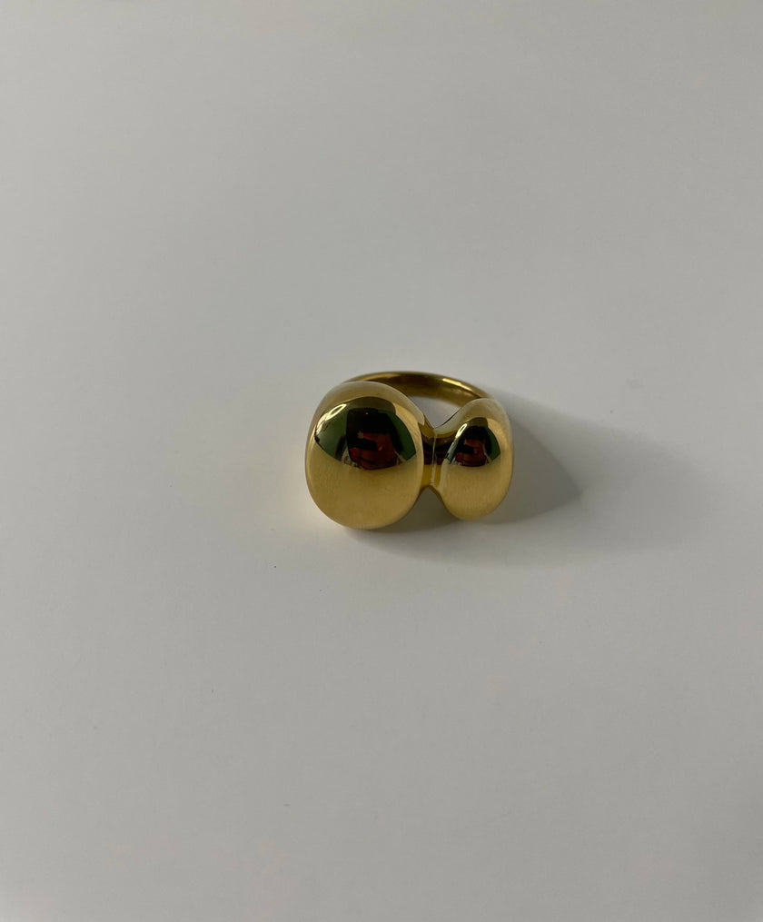 Thabi Gold Double  Asymmetrical Bold Statement Ring