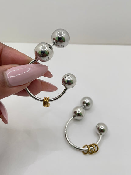 Nondyebo Mixed Metal Ball Hoop Earring