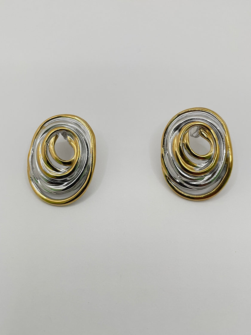 Keira Mixed Metal Circular Earrings