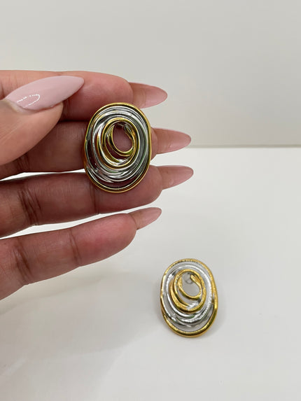 Keira Mixed Metal Circular Earrings