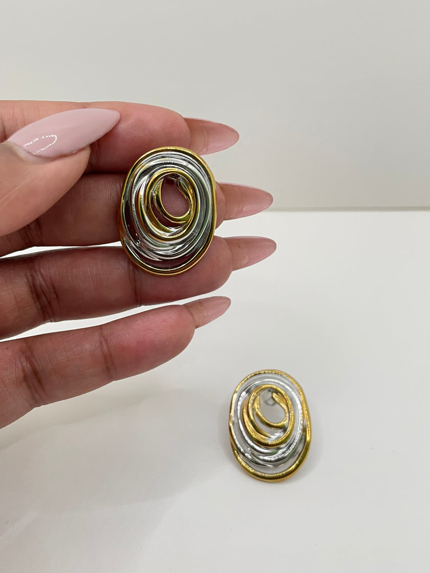 Keira Mixed Metal Circular Earrings
