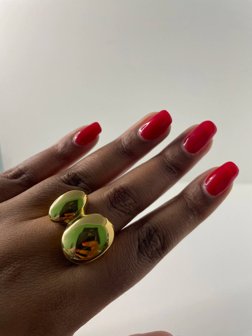 Thabi Gold Double  Asymmetrical Bold Statement Ring