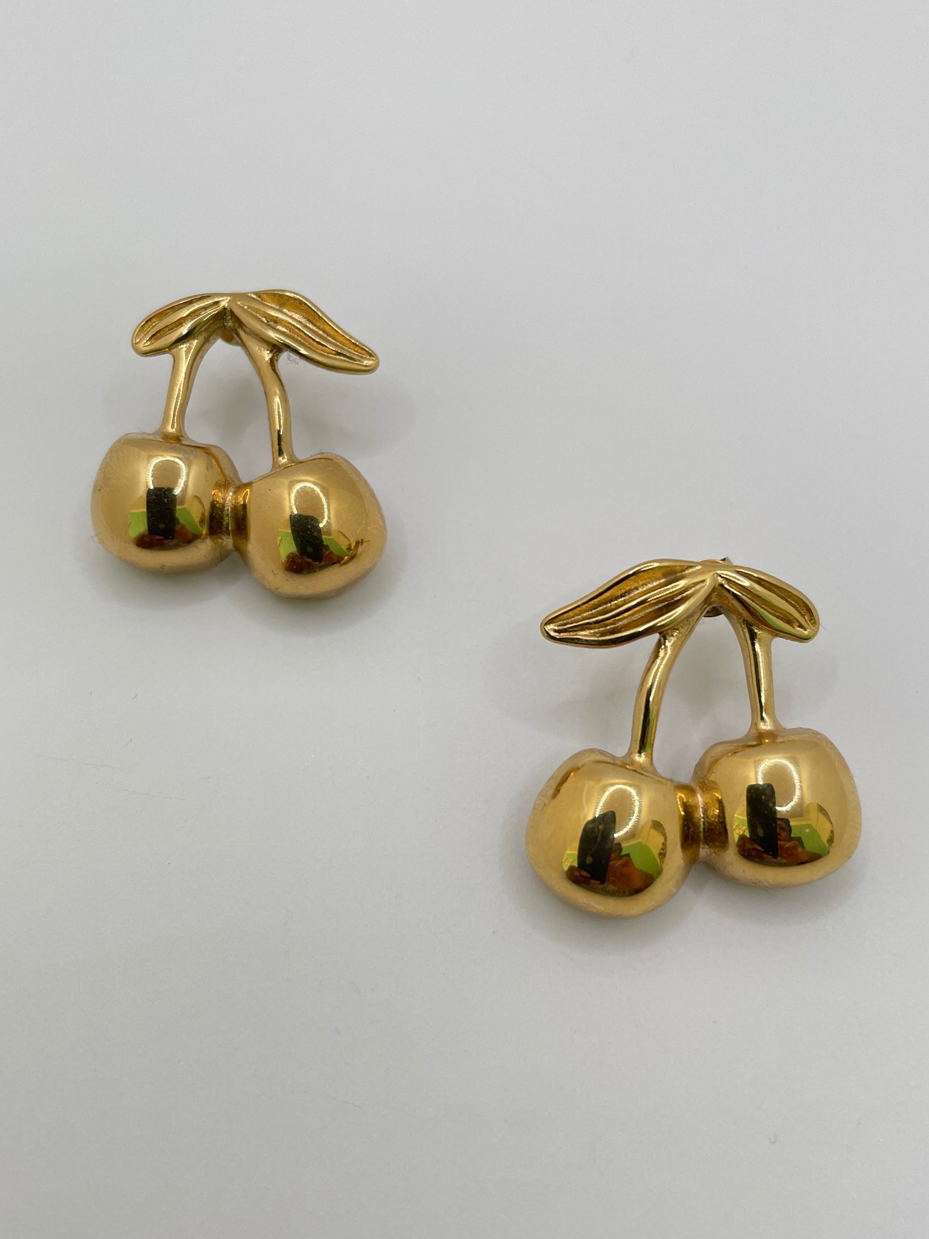 Erica Solid Gold Cherry Earrings