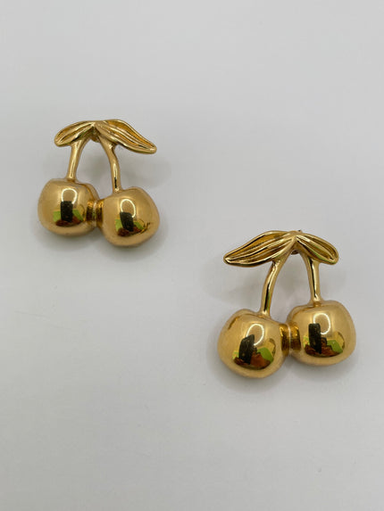 Erica Solid Gold Cherry Earrings