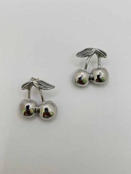 Erica Solid Silver Cherry Earrings