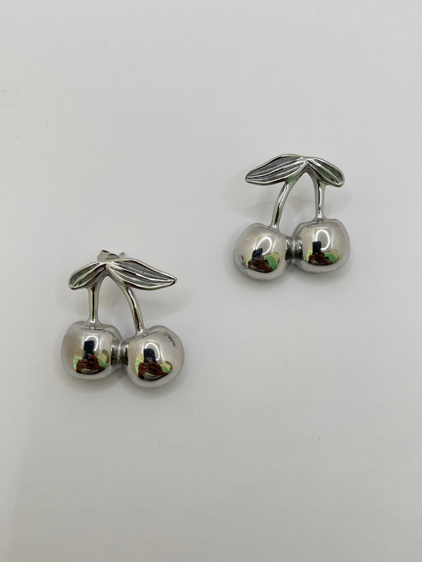 Erica Solid Silver Cherry Earrings