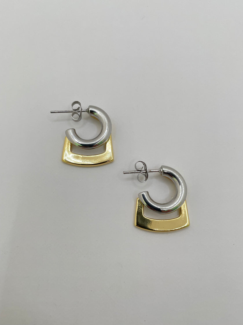 TC Mixed Metal Double Stacked Hoop Earrings