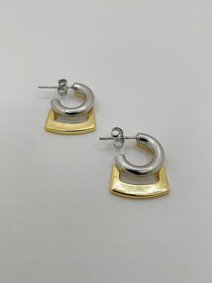TC Mixed Metal Double Stacked Hoop Earrings