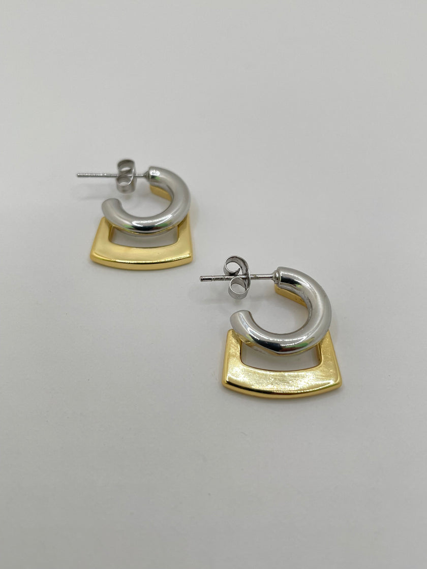TC Mixed Metal Double Stacked Hoop Earrings