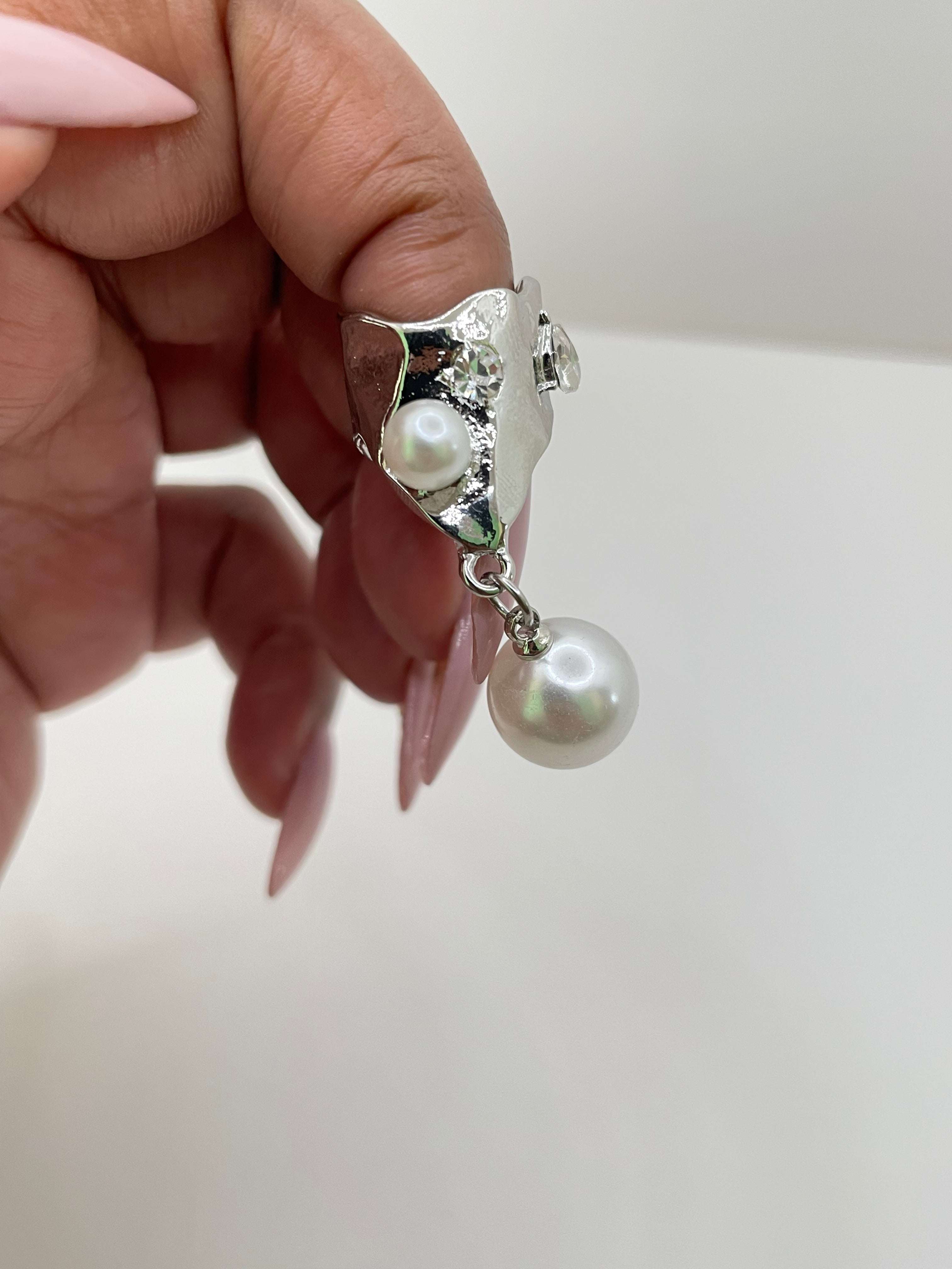 Asanda Silver & Pearl Encrusted Ear Cuff
