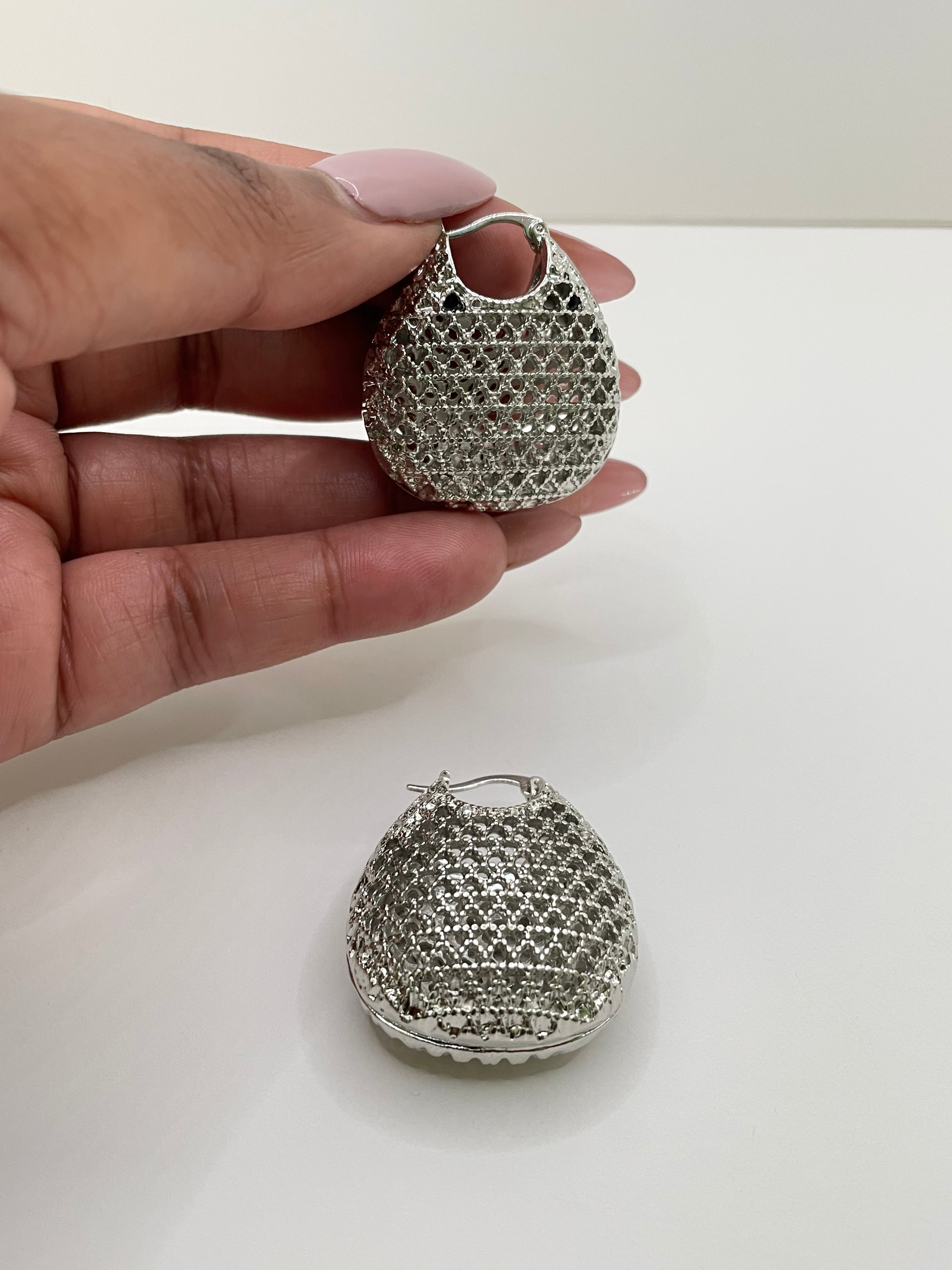 Ane Silver Mesh Hoop Earrings