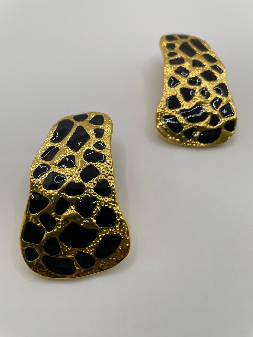 Busisiwe Gold & Black Sculptural Drop Earring