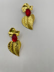 Lamiez Statement Red Gem Oversized Petal Earrings
