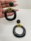 Lerato Gold & Black Circular Dangle Earrings