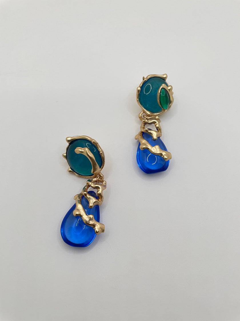 Patel Green & Blue Baroque Earrings
