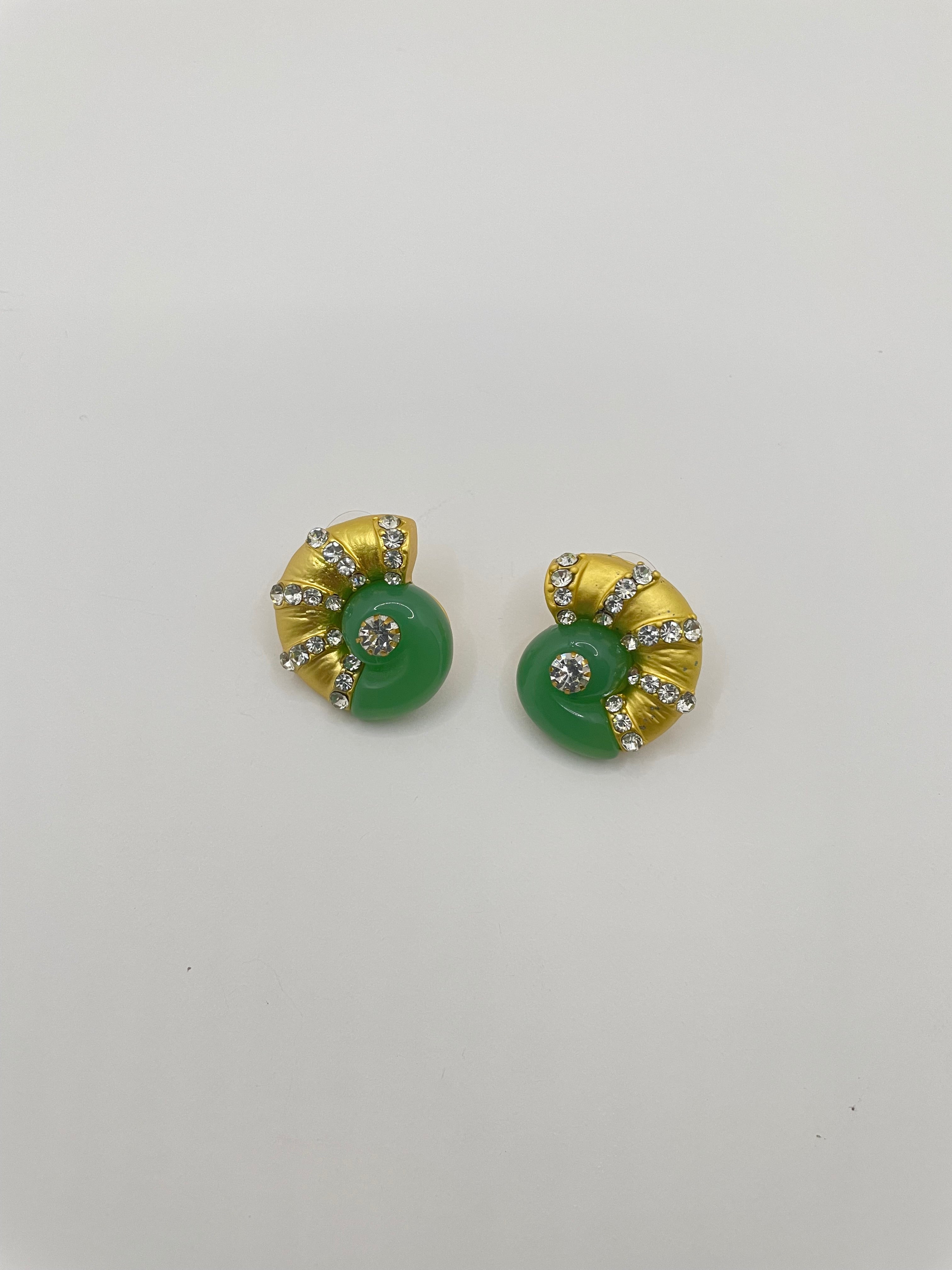 Kefiloe Green & Gold Vintage Encrusted Earrings