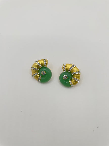 Kefiloe Green & Gold Vintage Encrusted Earrings