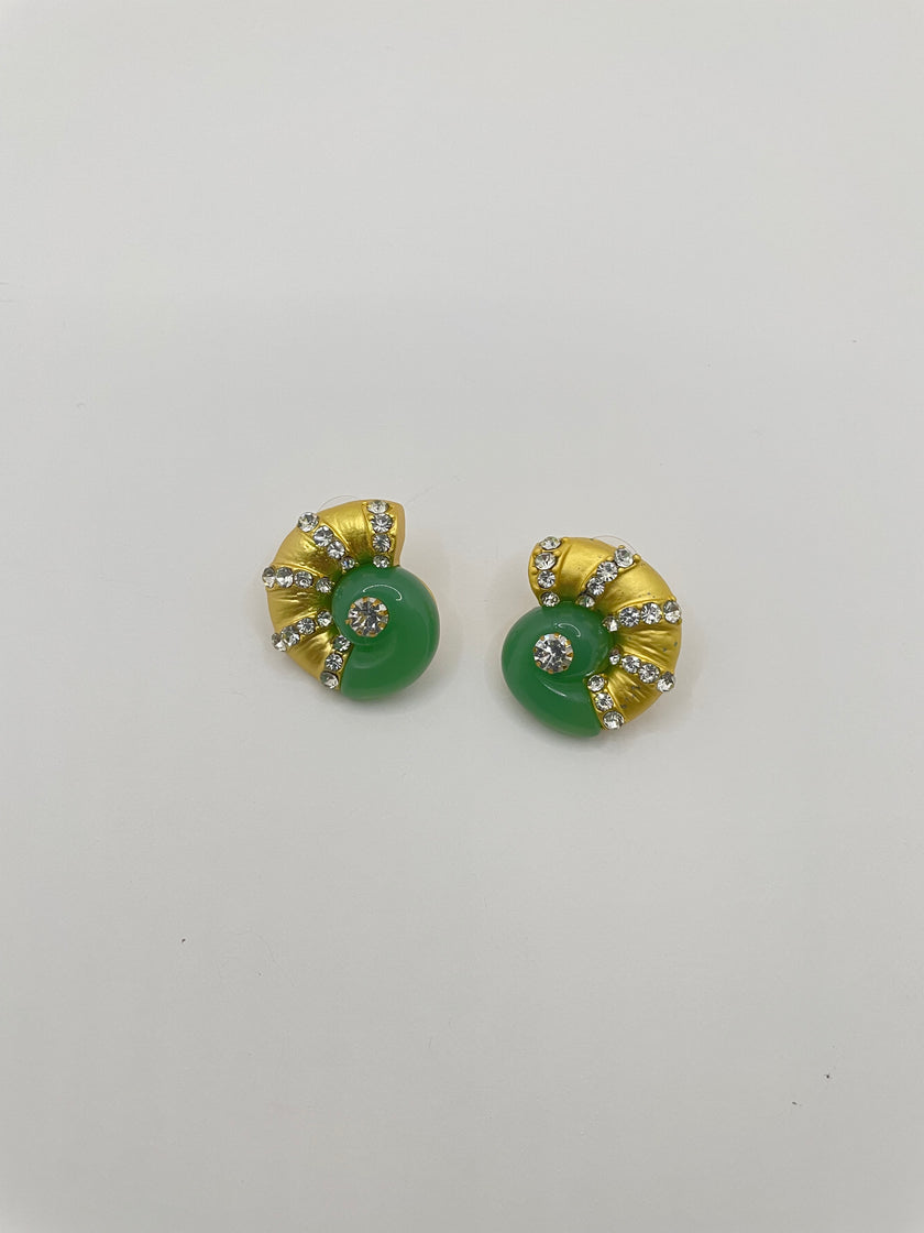 Kefiloe Green & Gold Vintage Encrusted Earrings