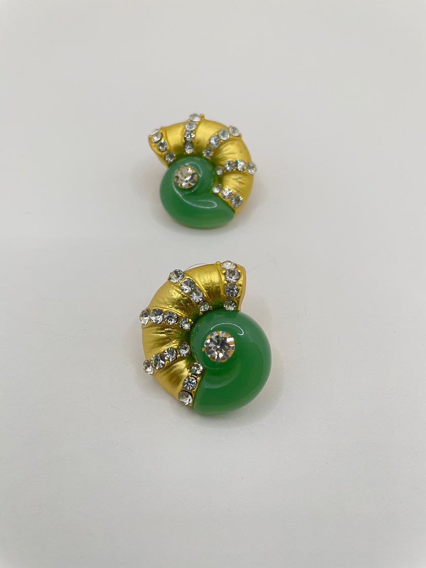 Kefiloe Green & Gold Vintage Encrusted Earrings