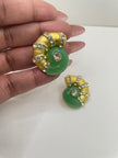 Kefiloe Green & Gold Vintage Encrusted Earrings