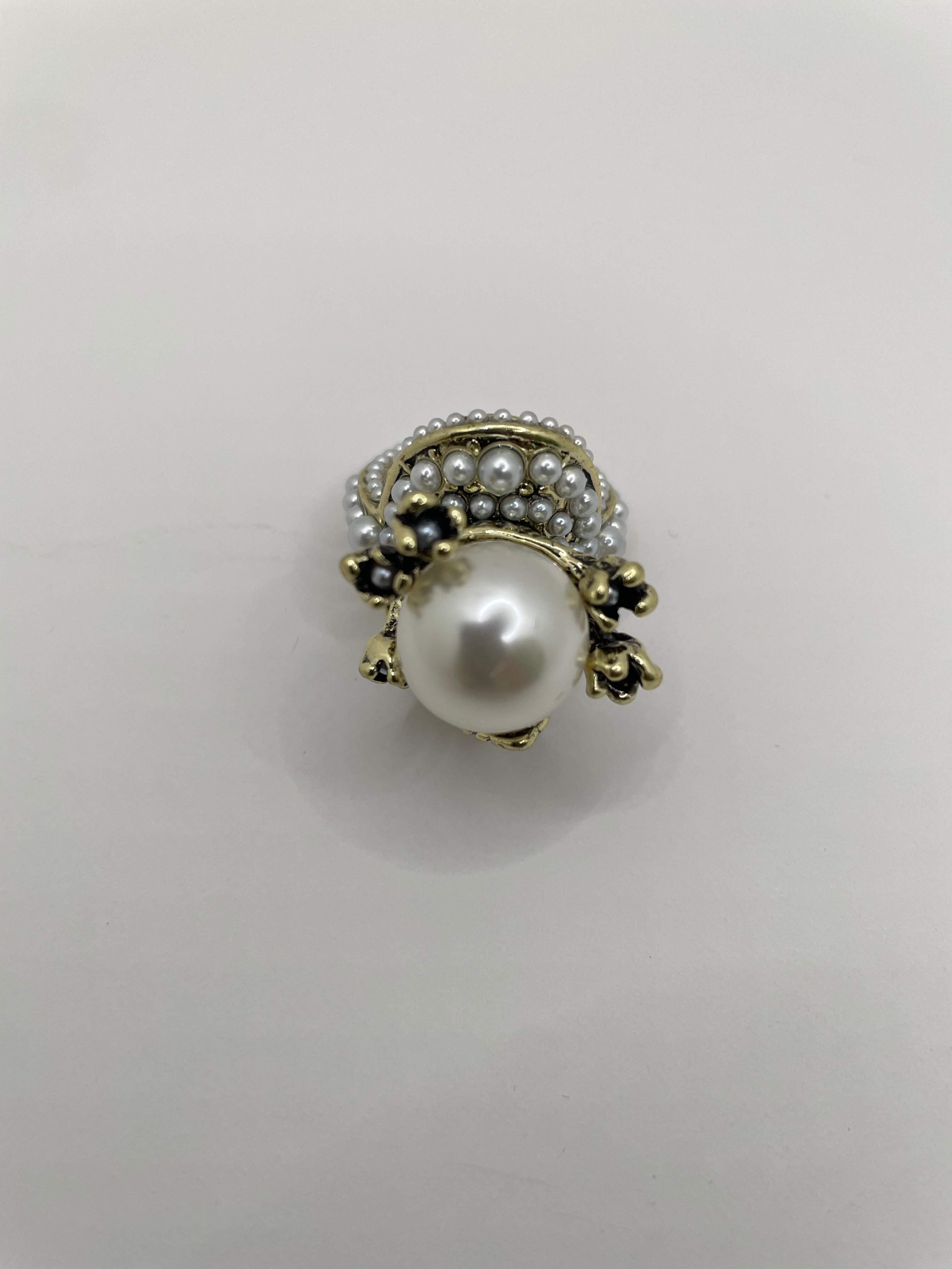 Lazola Oversized Pearl & Embellished Cocktail Ring