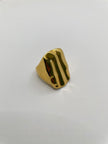 Bee Hammered Block Solid Gold Ring