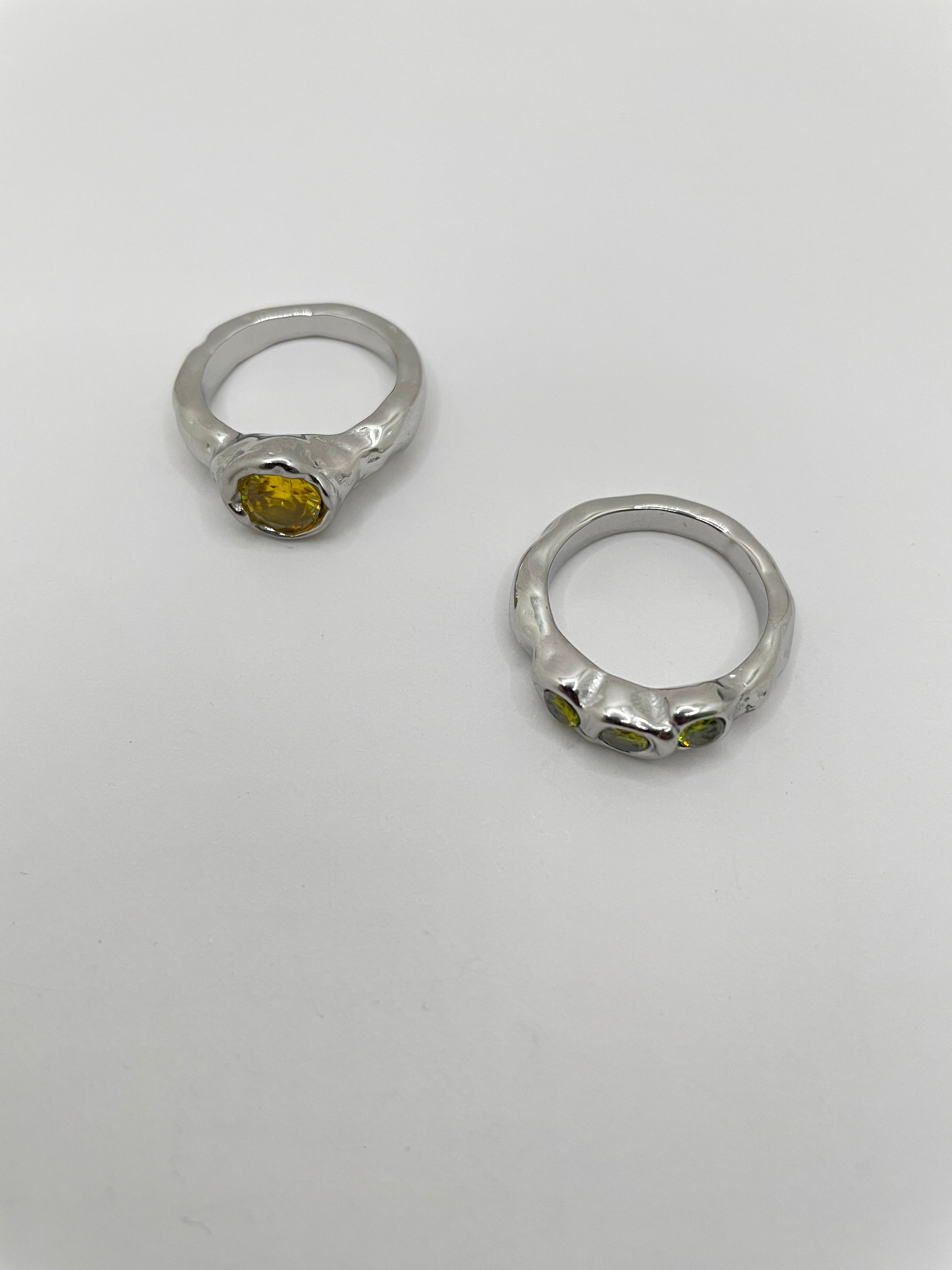 Odirile Green & Yellow Zircon Ring Set