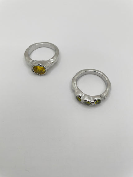 Odirile Green & Yellow Zircon Ring Set