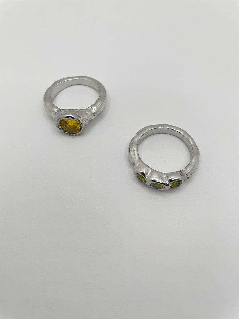 Odirile Green & Yellow Zircon Ring Set