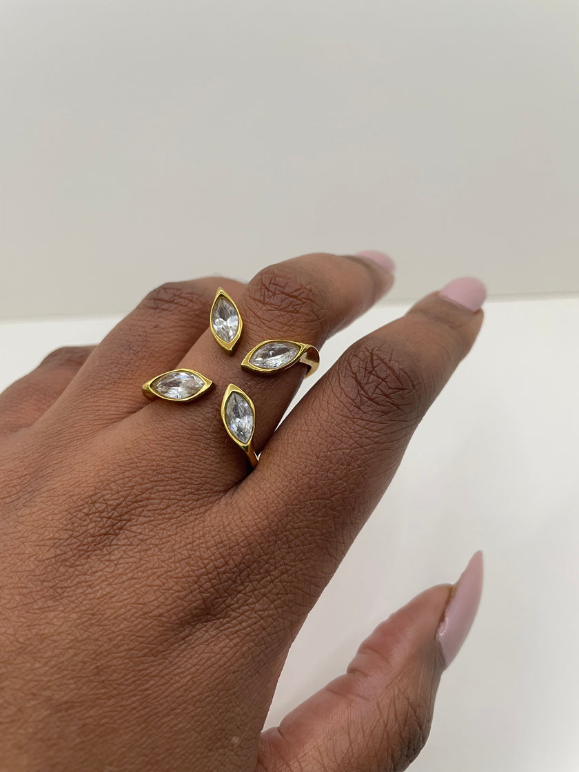 Tapiwa Gold Cross Arch Zircon Ring