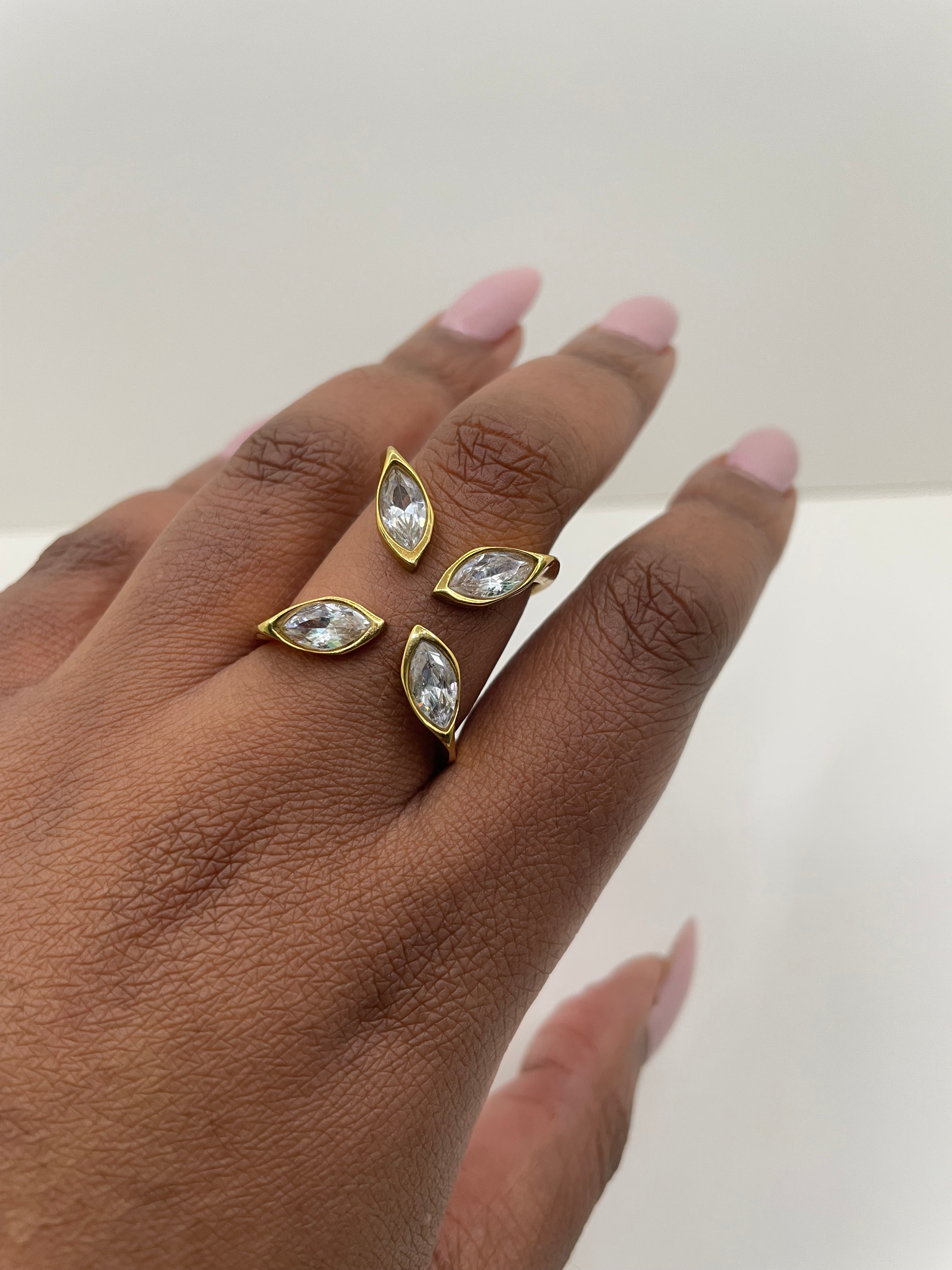 Tapiwa Gold Cross Arch Zircon Ring